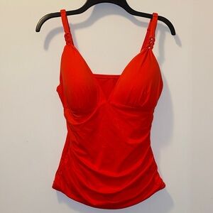Vibrant Dark Orange Swim Tankini Top Size 12 NWT